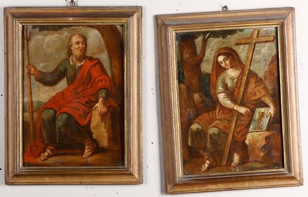 Lotto di tre dipinti a soggetto sacro, XVIII secolo