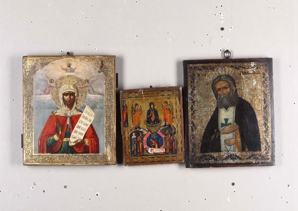 Lotto di tre icone, Russia XIX-XX secolo