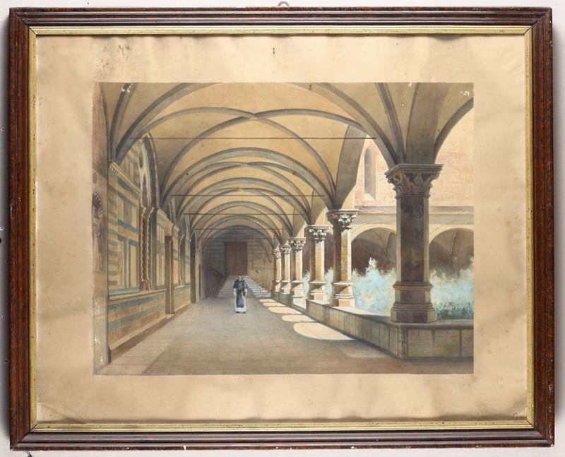Anonimo del XIX-XX secolo Prelato in convento  - Asta Antiquariato - Cambi Casa d'Aste