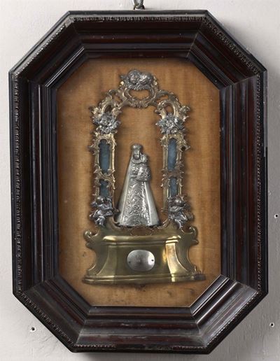 Madonna di Loreto in Metallo e Metallo Dorato, XIX Secolo