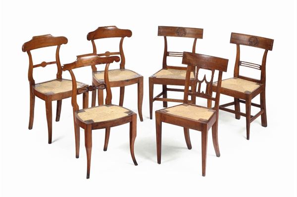 Gruppo di sei sedie, XIX secolo