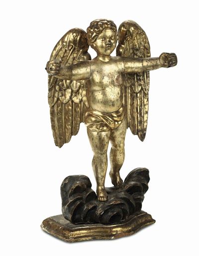 Angelo in Legno Intagliato e Dorato a Mecca, XVIII Secolo