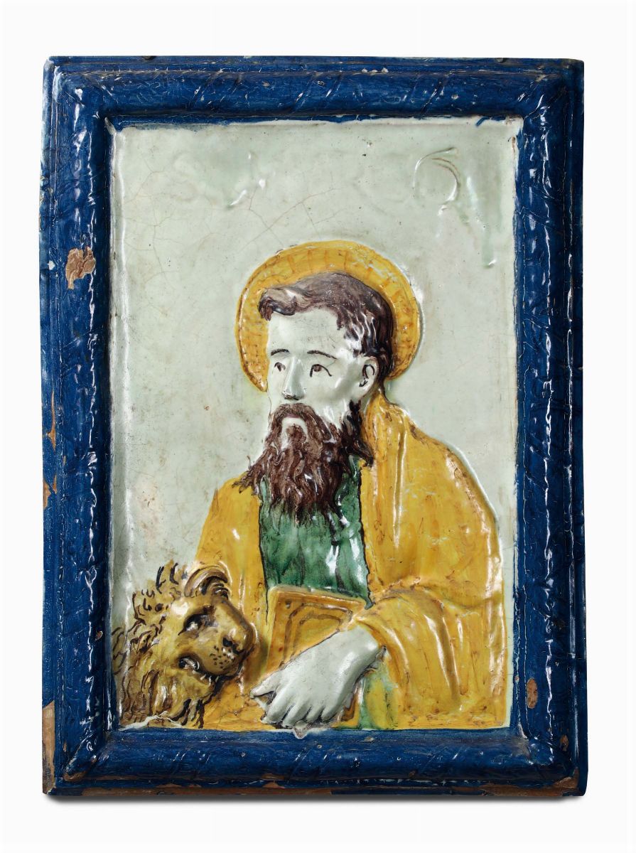 Gruppo di Dieci Placche in Terracotta e Maiolica Policroma di Varie Epoche e Misure