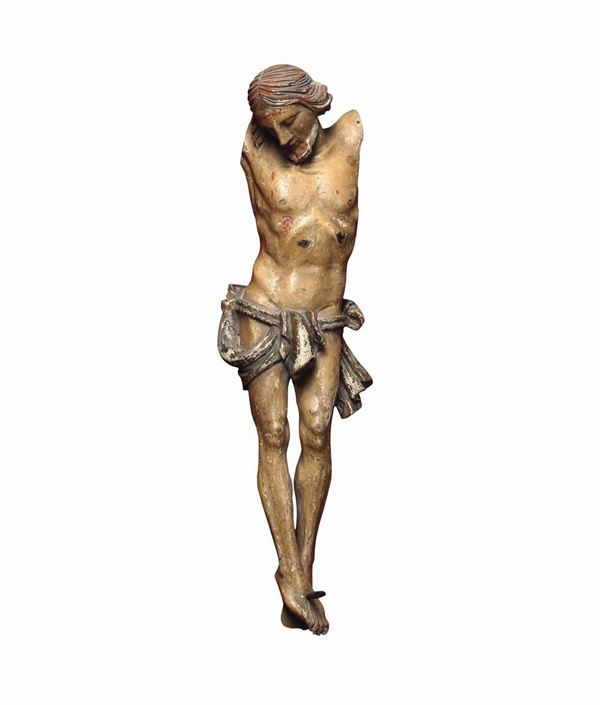Corpus Christi in legno dipinto, scultore barocco italiano XVII-XVIII secolo