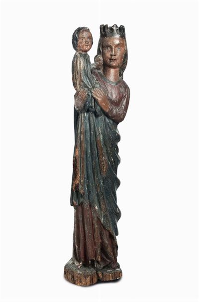 Madonna con il Bambino in Legno Scolpito e Dipinto, Arte Dell’italia Centrale, Probabile, XIV Sec...