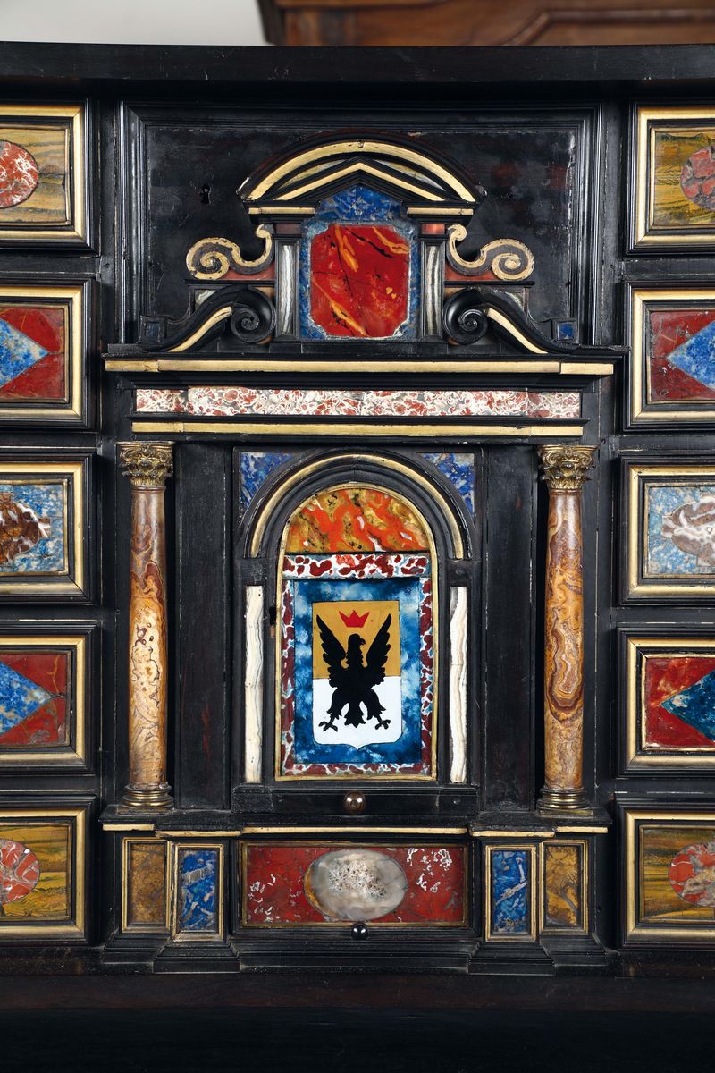 Stipo in Ebano, Marmo e Pietre Dure, Firenze XVIII Secolo