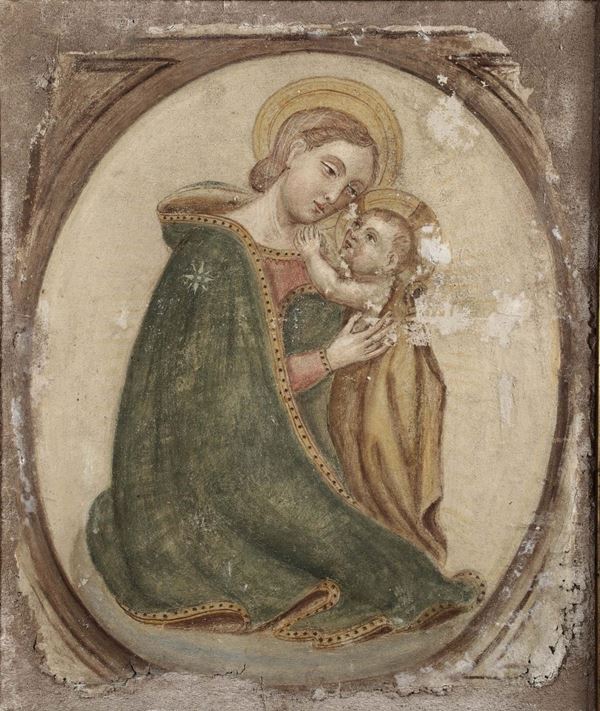 Strappo con raffigurazione di Madonna con Bambino, probabilmente del XV secolo