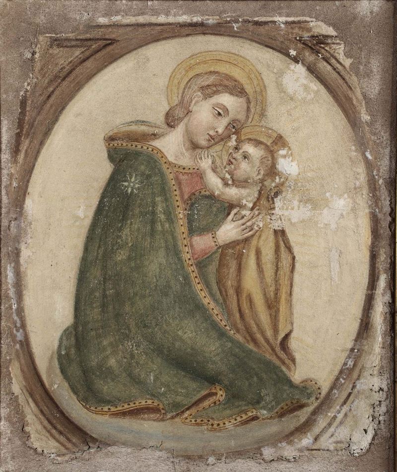 Strappo con raffigurazione di Madonna con Bambino, probabilmente del XV secolo  - Auction Fine Art - Cambi Casa d'Aste