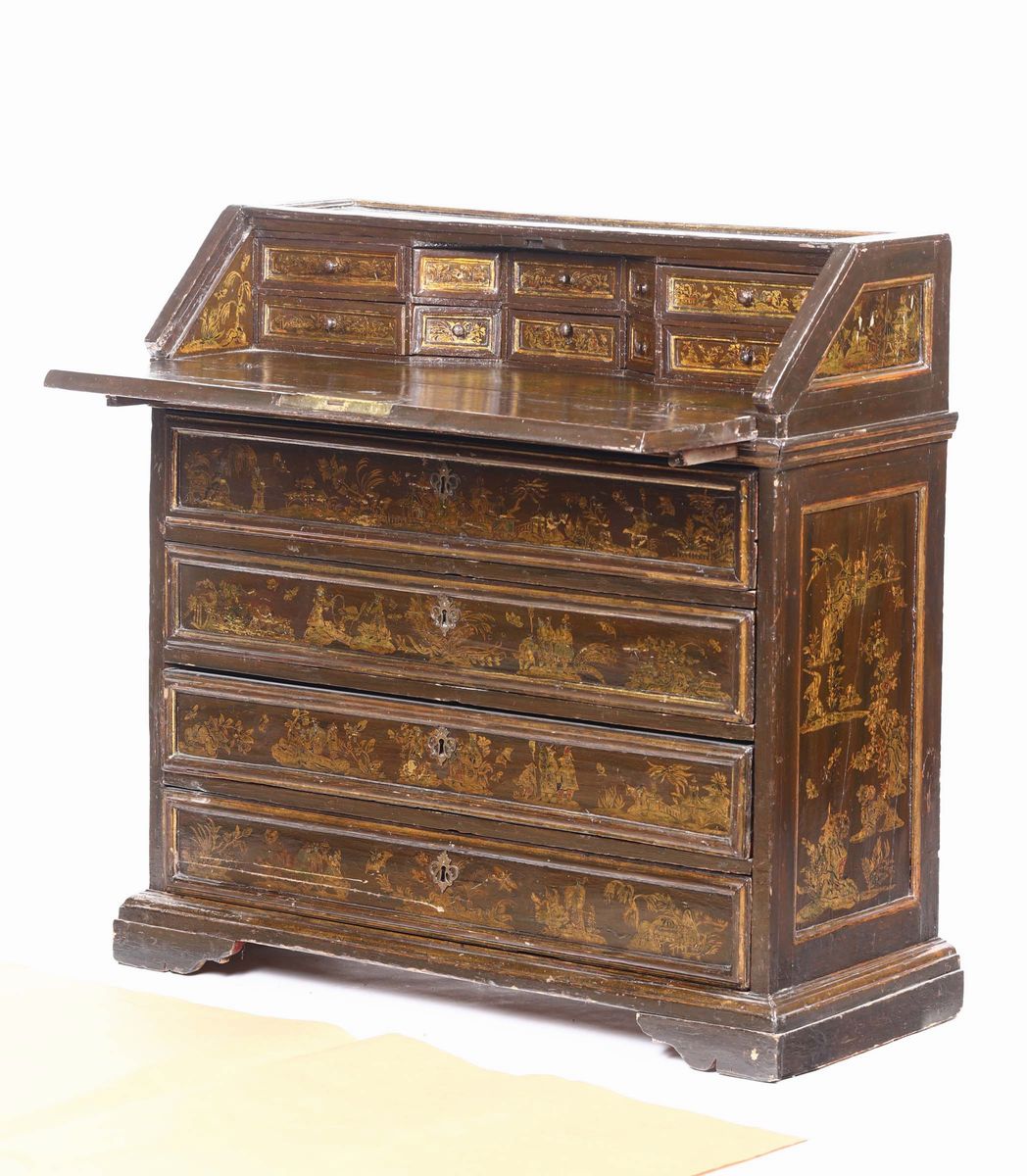 Ribalta in Legno Dipinto a Chinoiseries, Lombardia o Veneto XVIII Secolo
