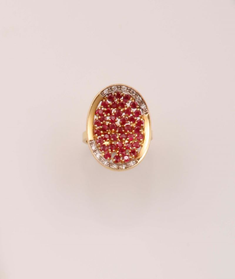 Anello con pavé di rubini e diamanti  - Auction Vintage, Jewels and Watches - Cambi Casa d'Aste