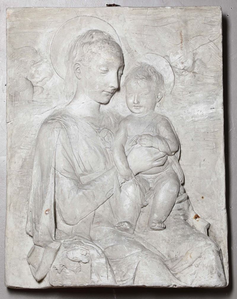 Placca in gesso raffigurante Madonna con Bambino, XX secolo  - Asta Antiquariato - Cambi Casa d'Aste