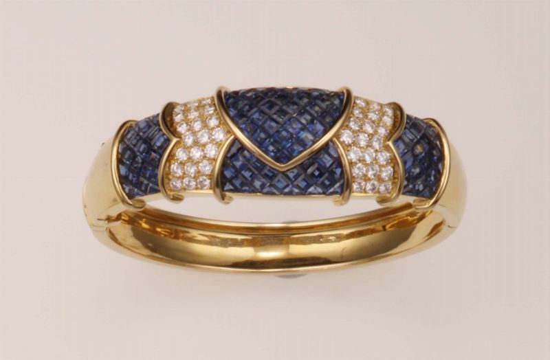 Sapphire and diamond bangle. Signed Chaumet  - Auction Fine Jewels - Cambi Casa d'Aste