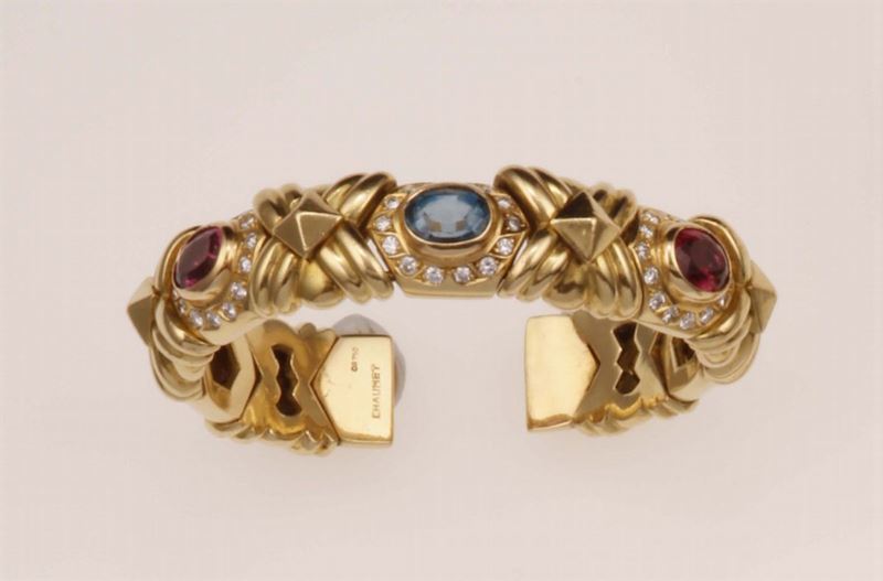 Tourmaline and diamond bangle. Signed Chaumet  - Auction Fine Jewels - Cambi Casa d'Aste