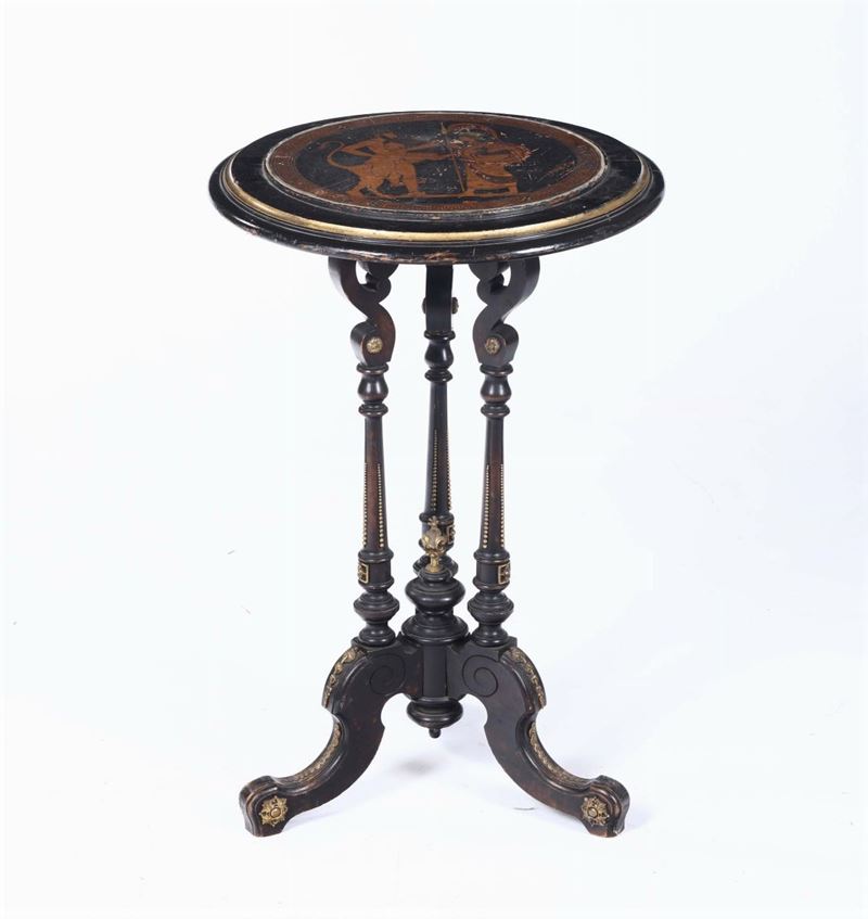 Tavolino Napoleone III con piano circolare in scagliola dipinta, XIX secolo  - Auction Fine Art - Cambi Casa d'Aste