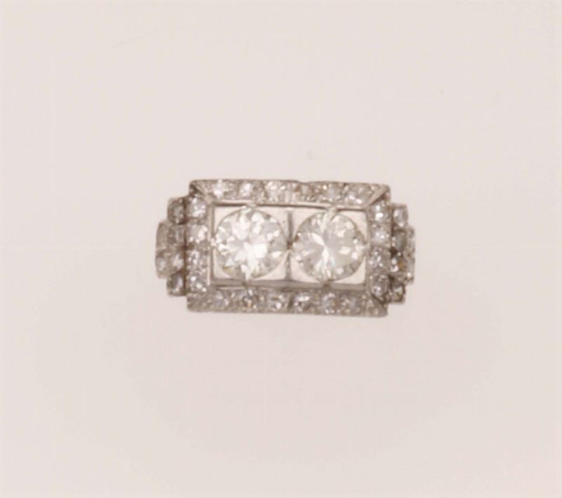 Diamond and platinum ring  - Auction Fine Jewels - Cambi Casa d'Aste