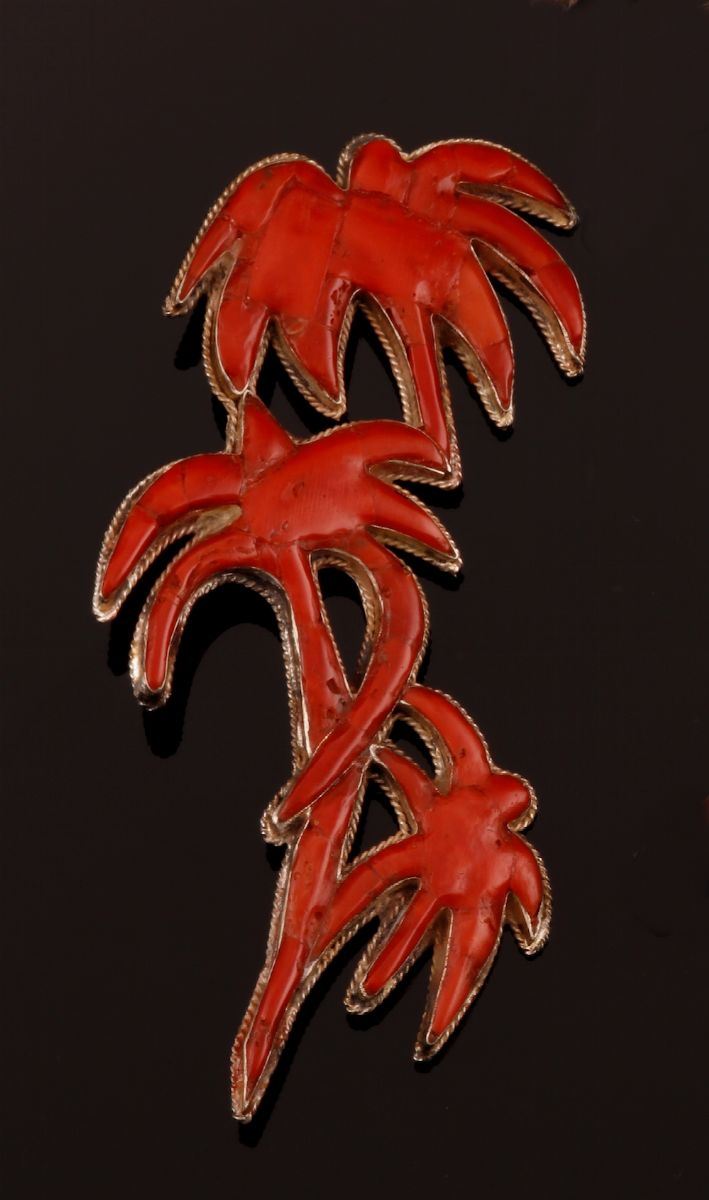 Palme di Asilah: corallo rosso ed alpacca  - Asta Asta a Tempo Gioielli - Cambi Casa d'Aste