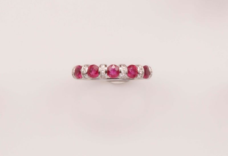 Demi rivière con rubini per ct 1,20 e diamanti taglio brillante per ct 0,15  - Auction Vintage, Jewels and Watches - Cambi Casa d'Aste