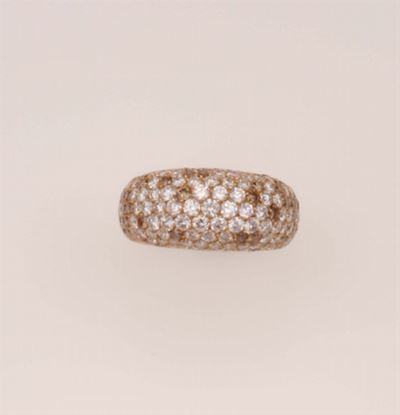 Anello con Pavé di Diamanti Bianchi e Brown