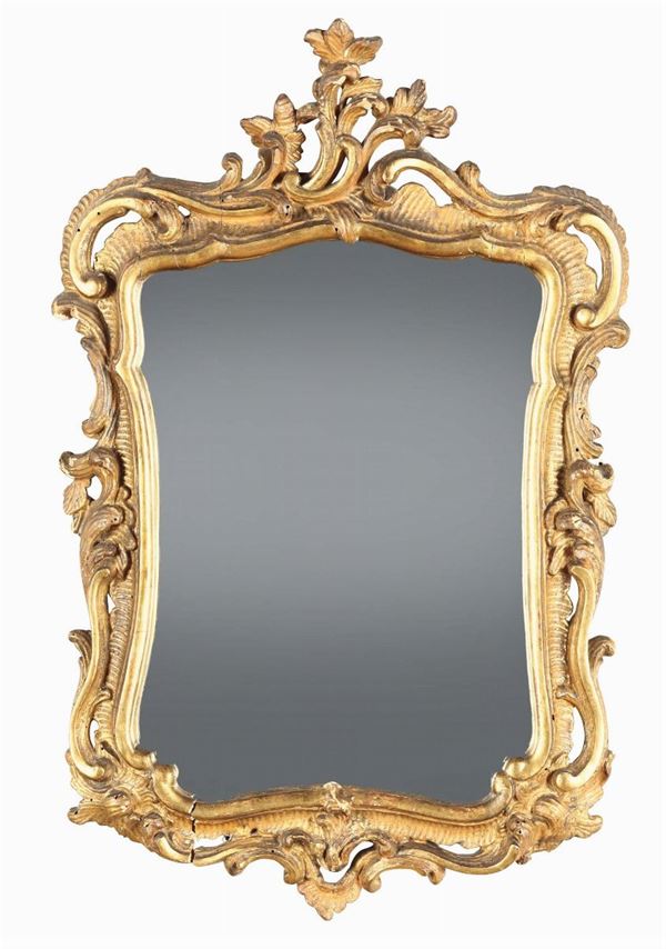 Cornice in legno intagliato e dorato, XIX secolo