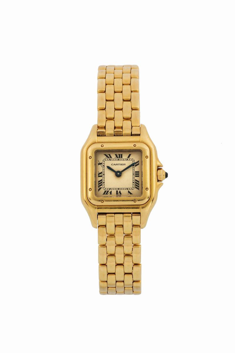 Cartier, Ref. 30483. Fine, square, water-resistant, 18K yellow gold lady's quartz wristwatch with an integrated 18K yellow gold Cartier link bracelet with double deployant clasp. Made circa 1990  - Auction Watches and Pocket Watches - Cambi Casa d'Aste
