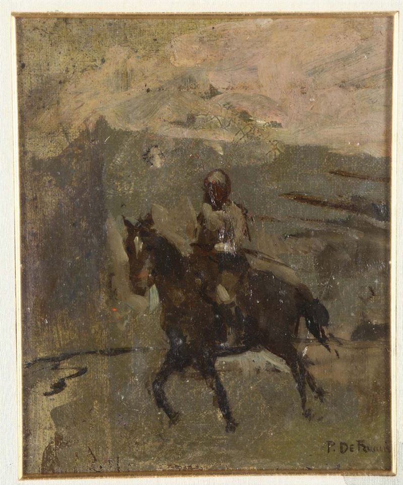 Pietro de Francisco (1873 - 1969) Cavaliere solitario  - Auction Paintings and Drawings Timed Auction - I - Cambi Casa d'Aste