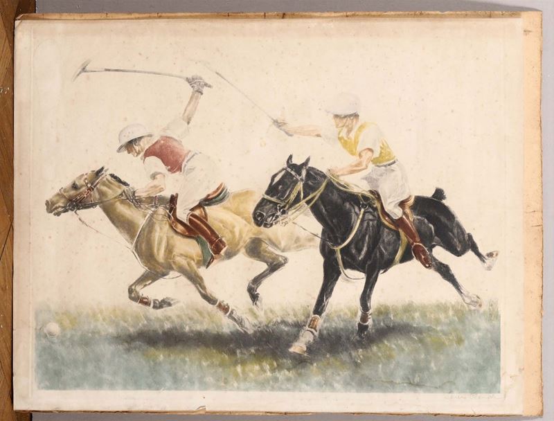 L. Claude (XIX secolo) Playing Polo  - Auction Paintings and Drawings Timed Auction - I - Cambi Casa d'Aste