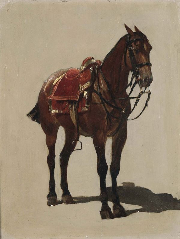 Alfred Dehodencq (1822 - 1882) Cavallo sellato