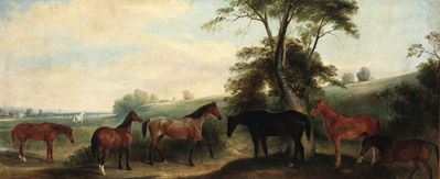 Henry Calvert (1798 - 1869)horses in a Landscape