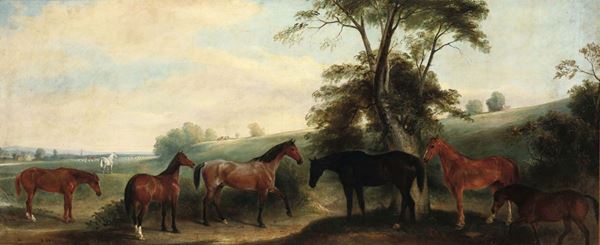 Henry Calvert (1798 - 1869) Horses in a landscape