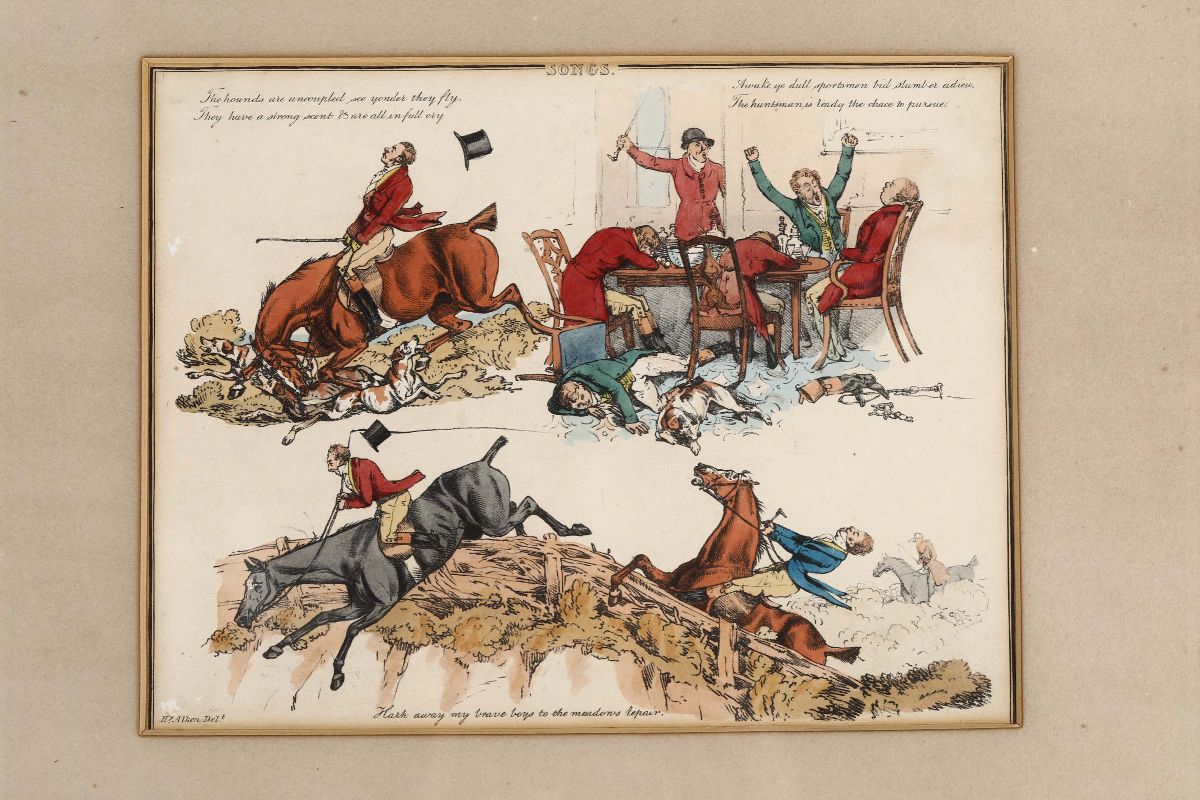 Coppia di Stampe Acquerellate, Inghilterra 1822
