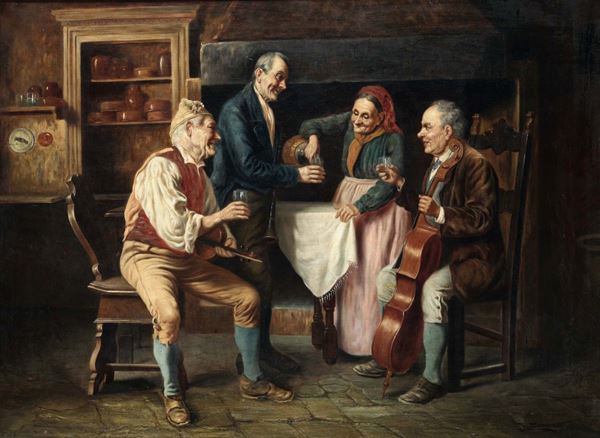 Jules Zermati (1880 - 1920) Musicanti in un interno