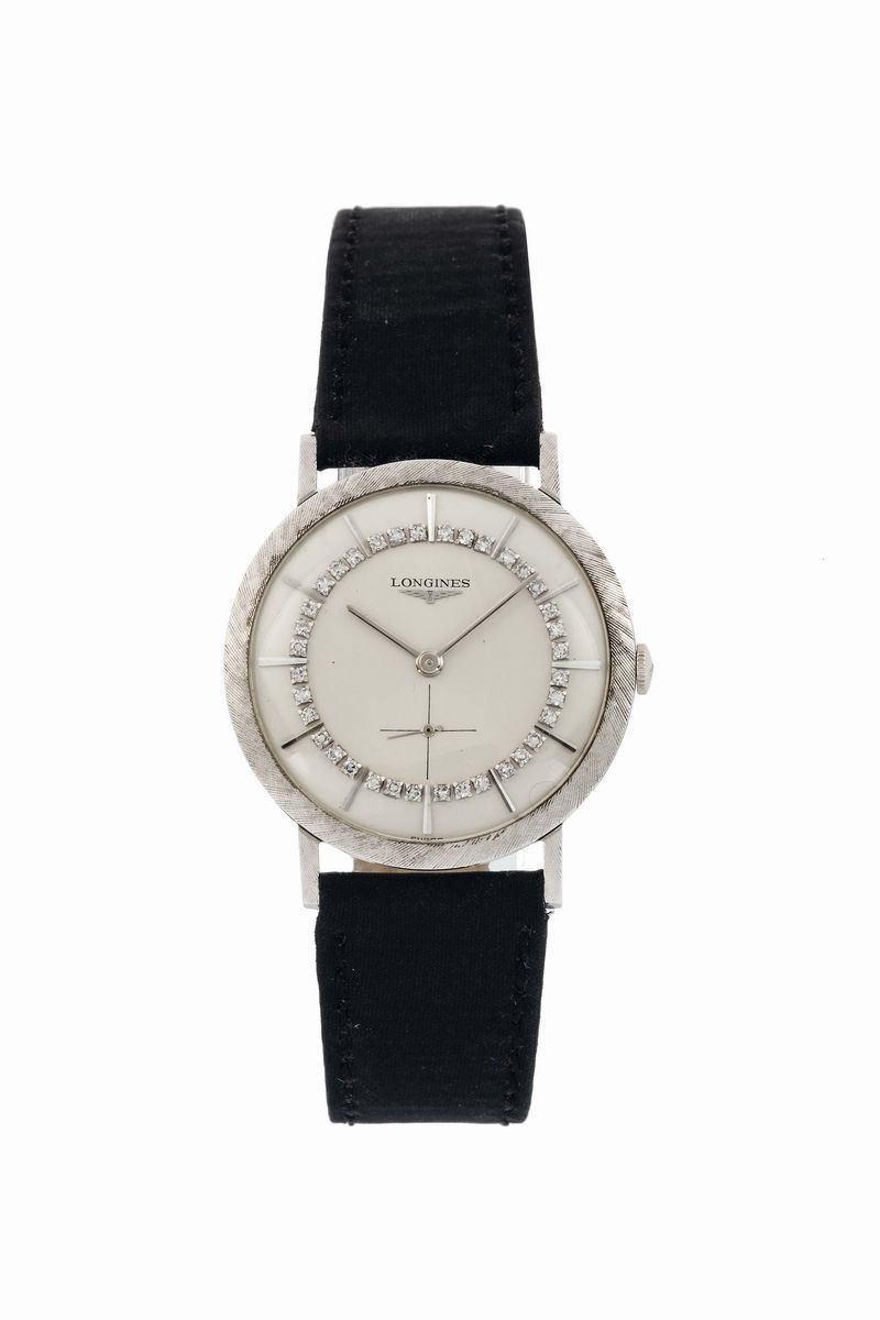 Longines, 14K white gold wristwatch with diamonds. Made circa 1980  - Auction Watches and Pocket Watches - Cambi Casa d'Aste
