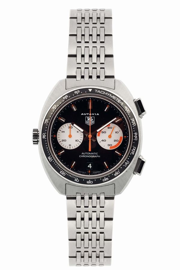 TAG HEUER, Autavia, Automatic, Ref. CY2111, self-winding, water resistant, stainless steel chronograph wristwatch with date and an original steel bracelet with deployant clasp. Made circa 2008