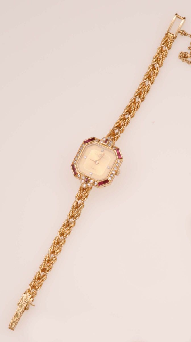 Baume & Mercier. A lady's yellow gold, diamond and ruby watch  - Auction Fine Jewels - Cambi Casa d'Aste