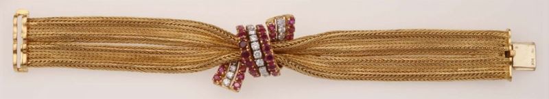 Gold, ruby and diamond bracelet  - Auction Fine Jewels - Cambi Casa d'Aste