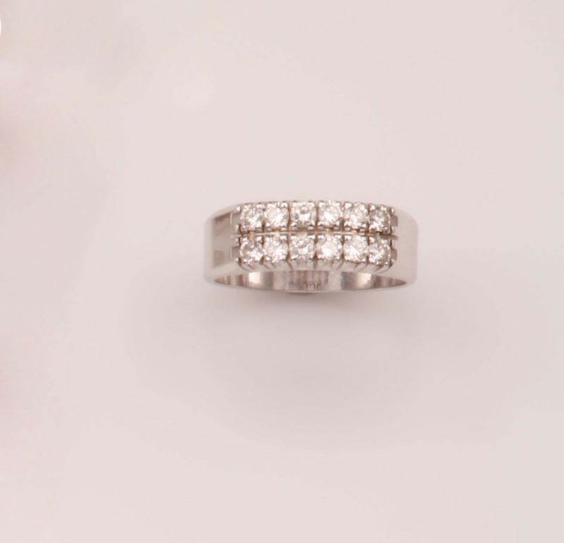Anello a fascia con diamanti taglio brillante di ct 0,90 circa  - Asta Vintage, Gioielli e Orologi - Cambi Casa d'Aste