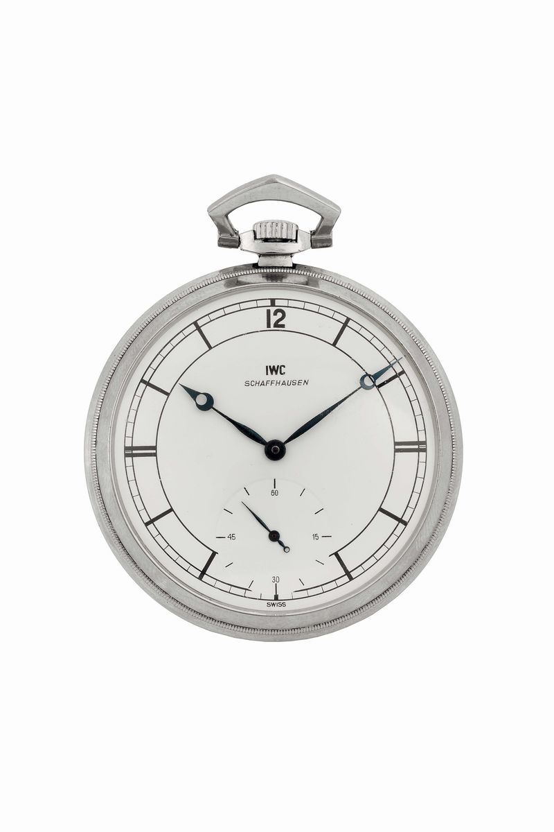 IWC, Schaffhausen, stainless steel, open face pocket watch. Made circa  - Auction Watches and Pocket Watches - Cambi Casa d'Aste