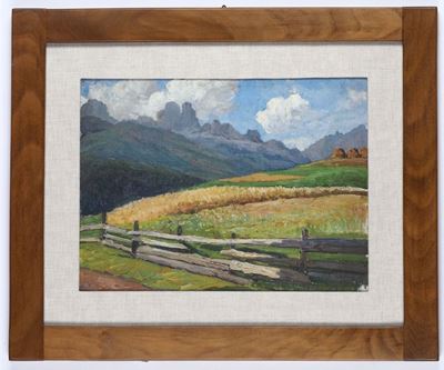 Guido Meineri (1869-1944)paesaggio Montano con Staccionata