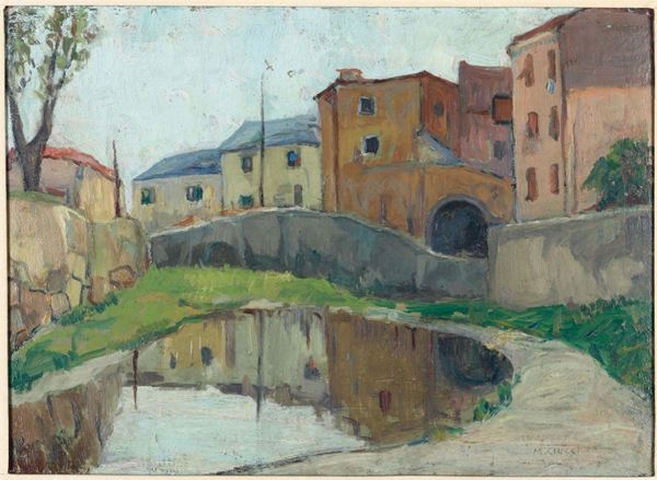 Mario Ciucci (1903-1968) Paesaggio con ponte