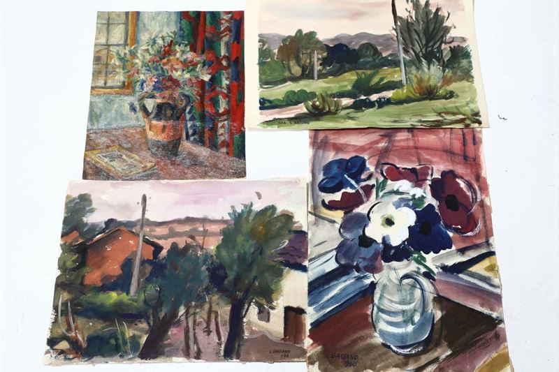 Lotto di tre dipinti di Luigi Bassano e uno di Dino Gambetti  - Asta Antiquariato - Cambi Casa d'Aste