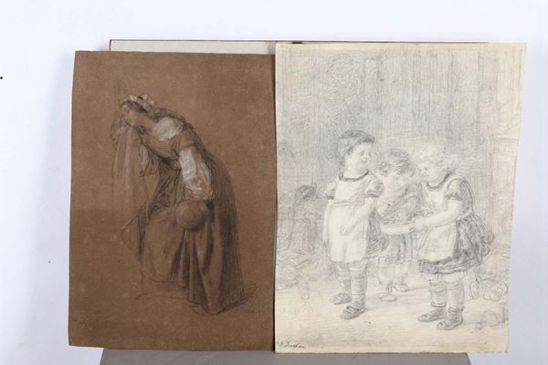 Giuseppe Frascheri (1809 - 1886) Bambine Dama