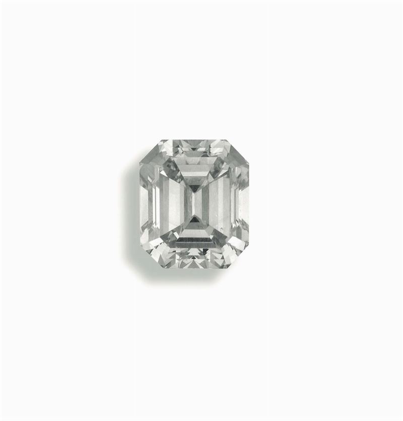 Solitaire taglio smeraldo di ct 1,36, colore J, caratteristiche interne VS1  - Asta Fine Jewels - Cambi Casa d'Aste