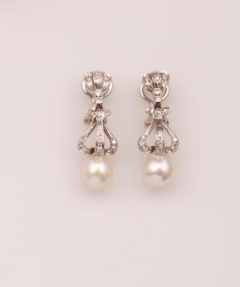 Orecchini pendenti con perle e diamanti  - Asta Vintage, Gioielli e Orologi - Cambi Casa d'Aste