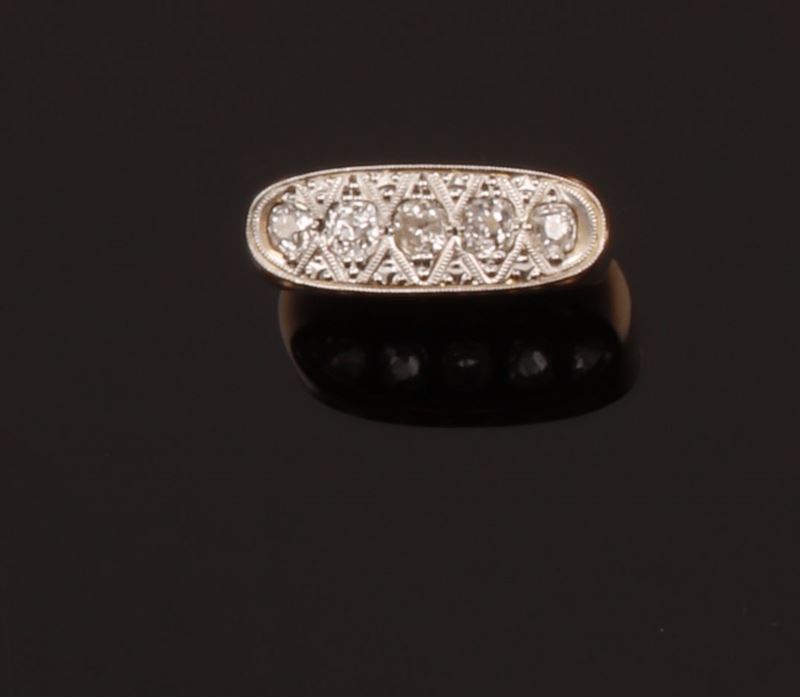 Anello con diamanti di vecchio taglio  - Asta Fine Coral Jewels - Cambi Casa d'Aste