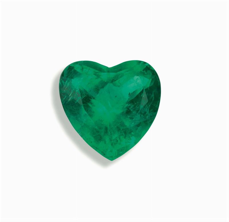 Heart-shaped emerald weighing 6.42 carats  - Auction Fine Jewels - Cambi Casa d'Aste