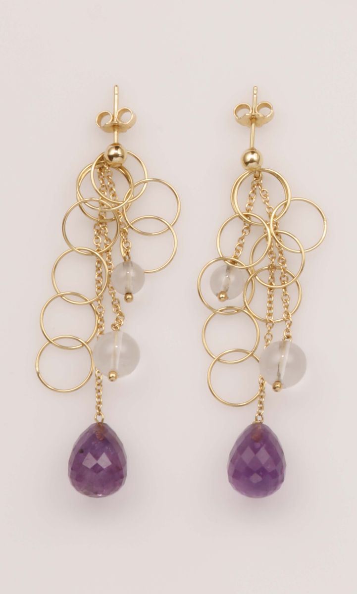 Orecchini pendenti con quarzi viola ed incolori  - Auction Vintage, Jewels and Watches - Cambi Casa d'Aste