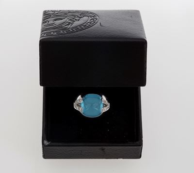 Versace. Anello con Acquamarina e Diamanti