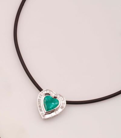 Pendente Cuore con Smeraldo e Diamanti