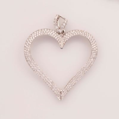 Pendente Cuore con Pavé di Diamanti