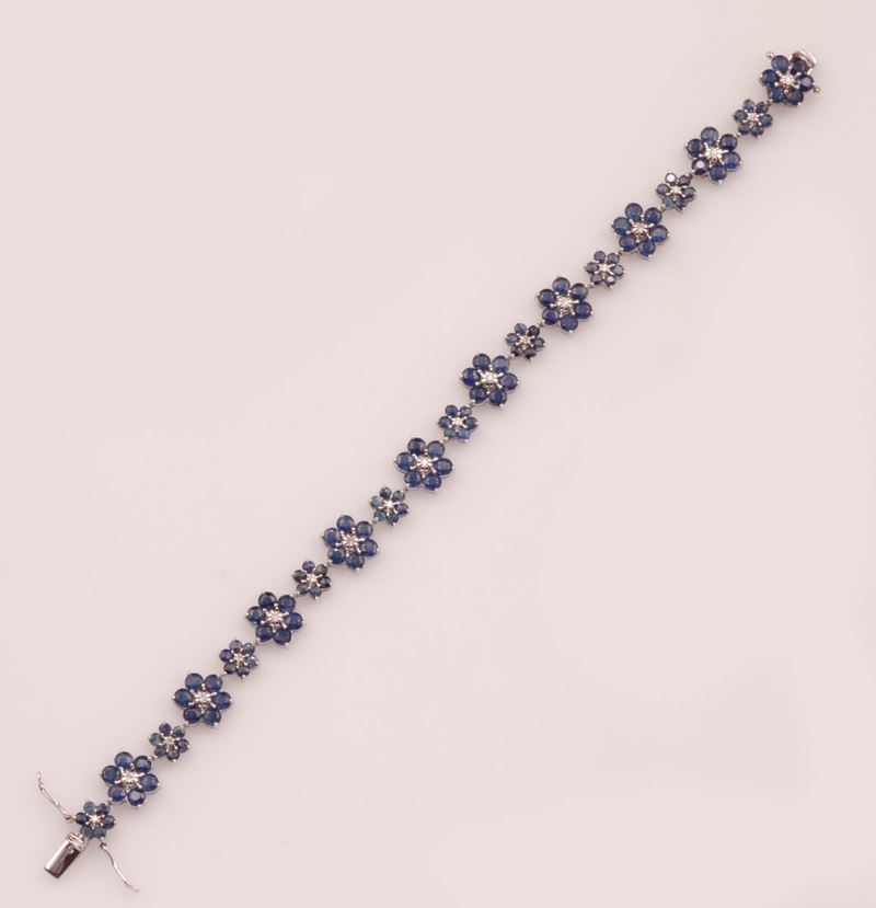 Bracciale a motivo floreale con zaffiri e diamanti  - Auction Vintage, Jewels and Watches - Cambi Casa d'Aste